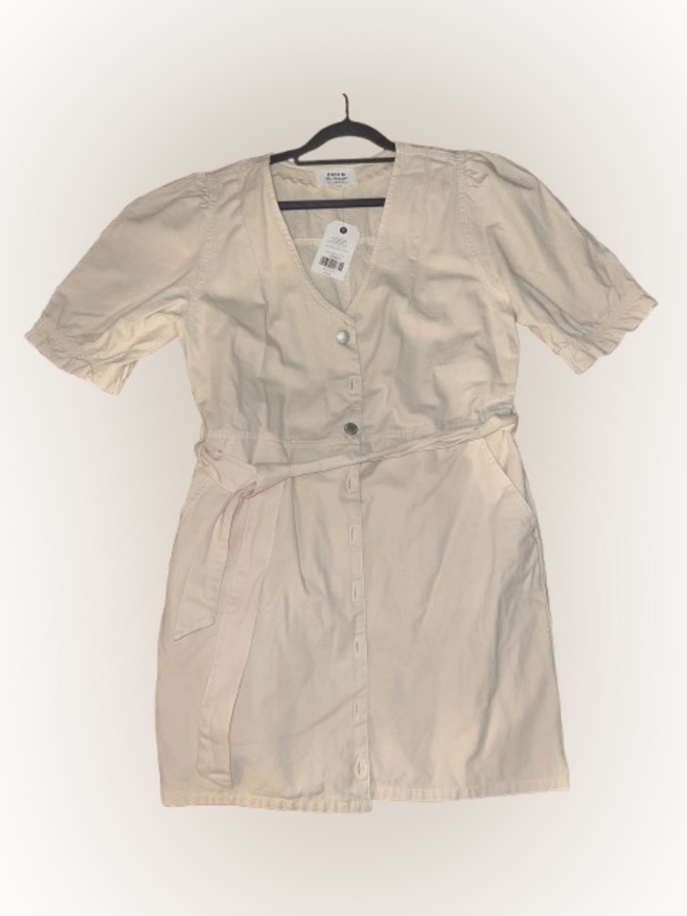 Miss Selfridge Cream Button-Front Mini Dress